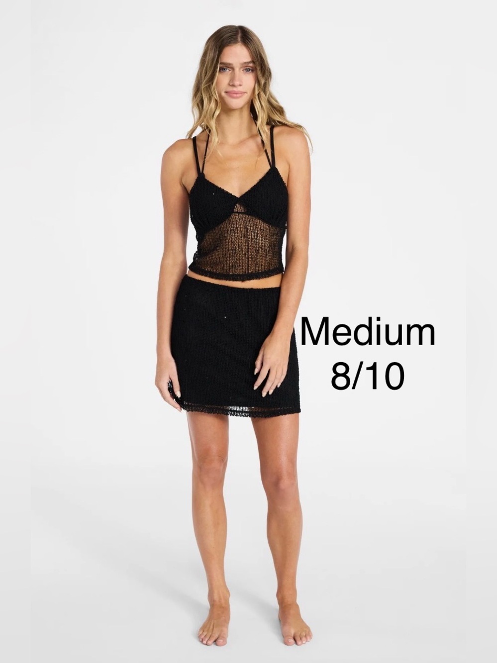 No Boundaries Sequin Top & Mini Skirt Coverup, Women's MEDIUM (M,8/10) 2 Pieces